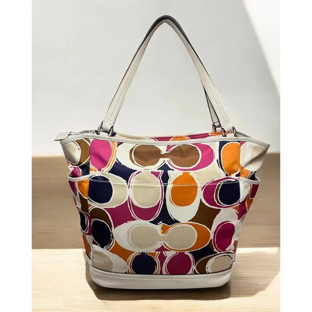 Coach F23299 Park Hand Drawn Scarf Print North/South Tote & Matching Wristlet